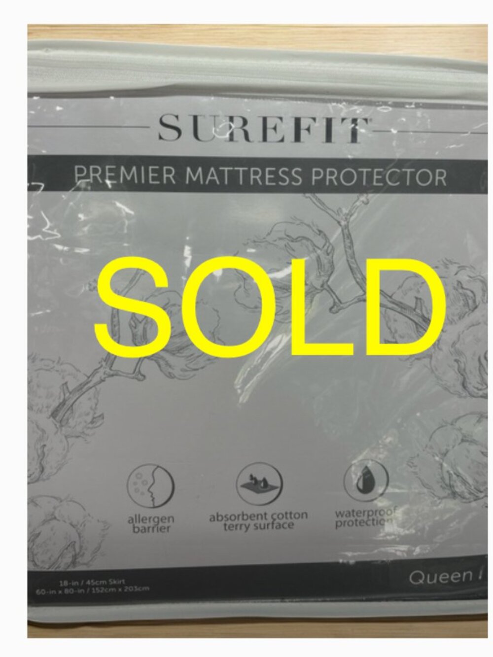 SOLD --Mattress Protector Queen 60"x80" Allergen Barrier/Waterproof NEW